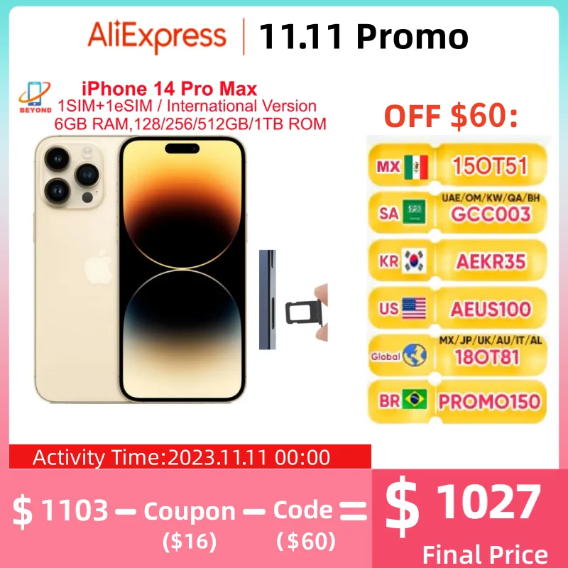 

Apple iPhone 14 Pro Max 128/256/512 ГБ, 1 ТБ, 6 ГБ, международная версия