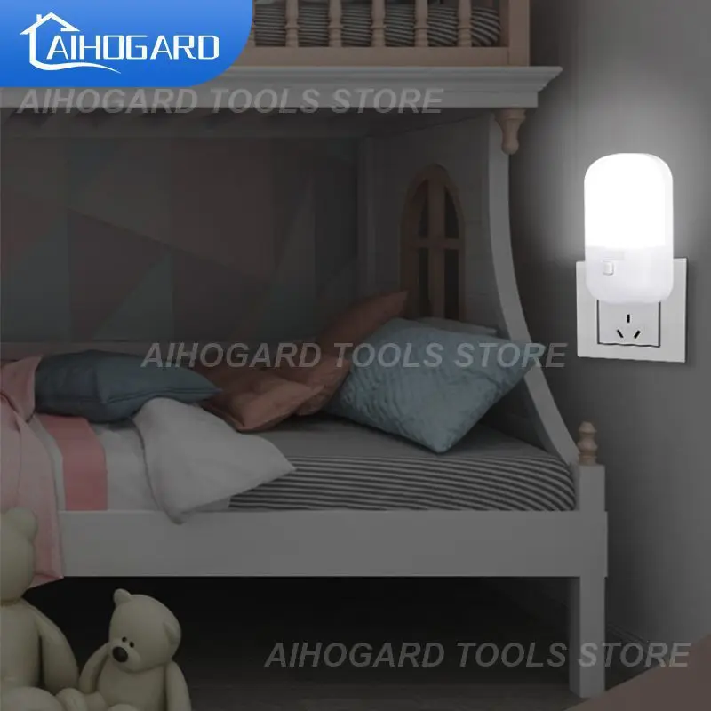 

1~10PCS Energy Saving 3W Night Light Plug-in LED Feeding Socket Lamp Indoor Lighting Bedroom Night Bedside Lamp US/EU Two-color
