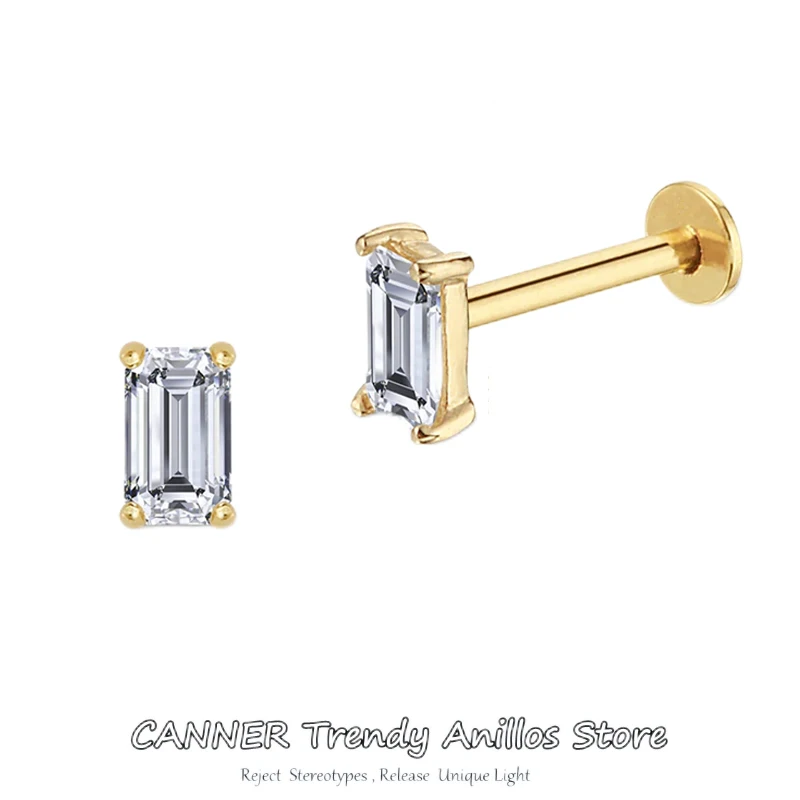 

CANNER 1PC Cute White Zircon Stud Earrings For Women S925 Sterling Silver Piercing Ear Bone Earring Pendiente Plata Fine Jewelry