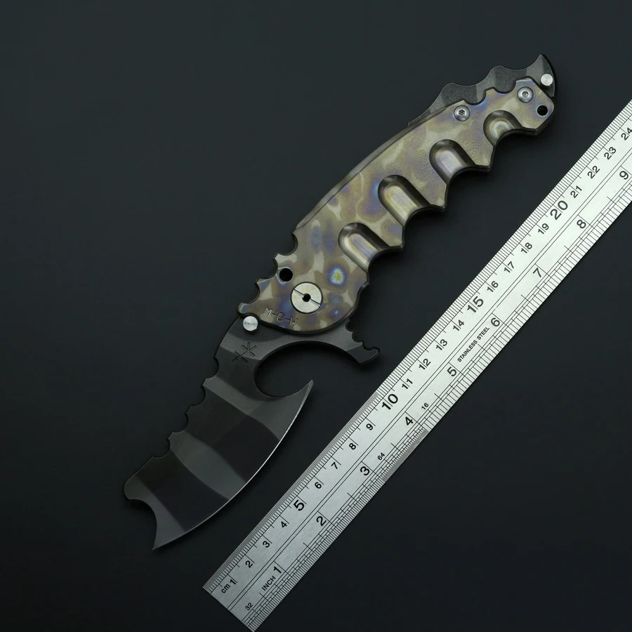 

BETEKEN боевой топор D2 стальной складной нож титановая ручка шарикоподшипник Открытый Кемпинг Охота Выживание Карманные Ножи EDC инструменты