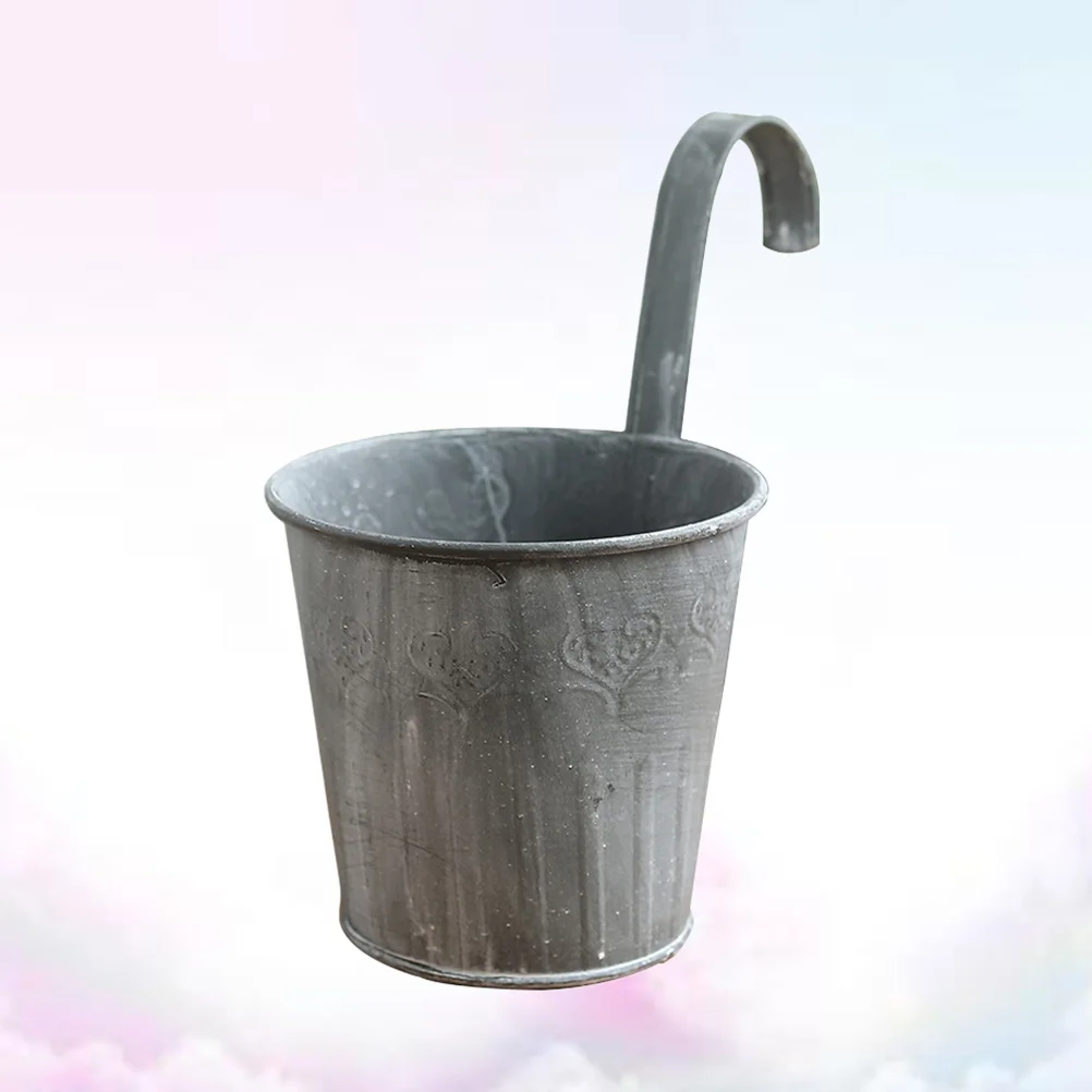 

Planter Metal Bucket Flower Balcony Pot Iron Fence Baskets Planters Pots Succulent Storage Container Garden Holders Organizer