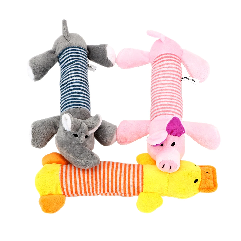 Fit for All Pets Dog Cat Fleece Toys Popular Squeak Chew Sound Dolls Elephant Duck Pig Pet Funny Plush Toys images - 6