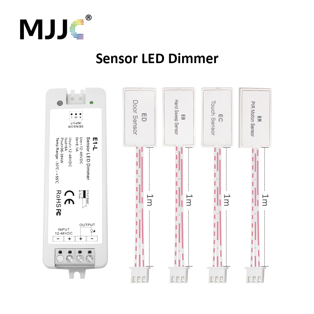 MJJC LED Dimmer 12V 24V 36V 48V DC อินฟราเรด PIR Touch ประตูมือกวาด Motion sensor Dimer สำหรับ LED Strip Light E1-L