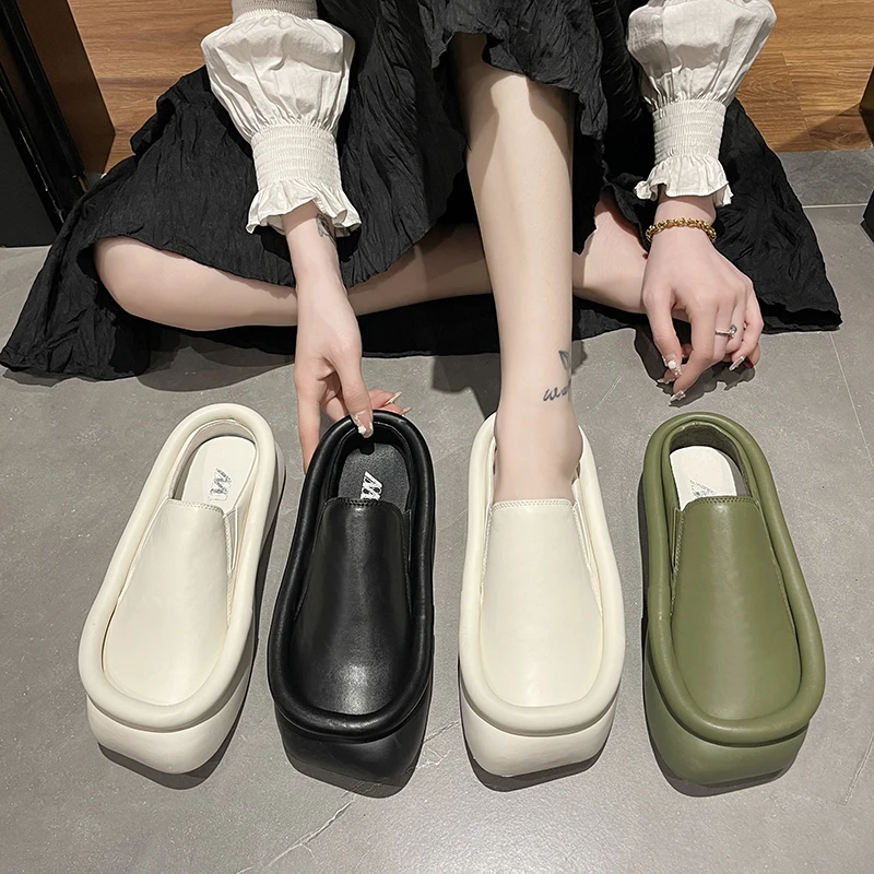 

Шлепанцы женские на платформе, мягкие сандалии с низким закрытием, сланцы, пляжная обувь в римском стиле, резиновая подошва, сланцы, летняя модель