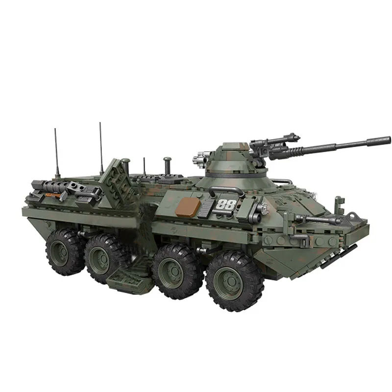 

WW2 Military Tank Building Blocks Army Sodiers Vehicle Model XJ933 Stryker Armed Forces Armored Car Boy Assembly Toy Gfit