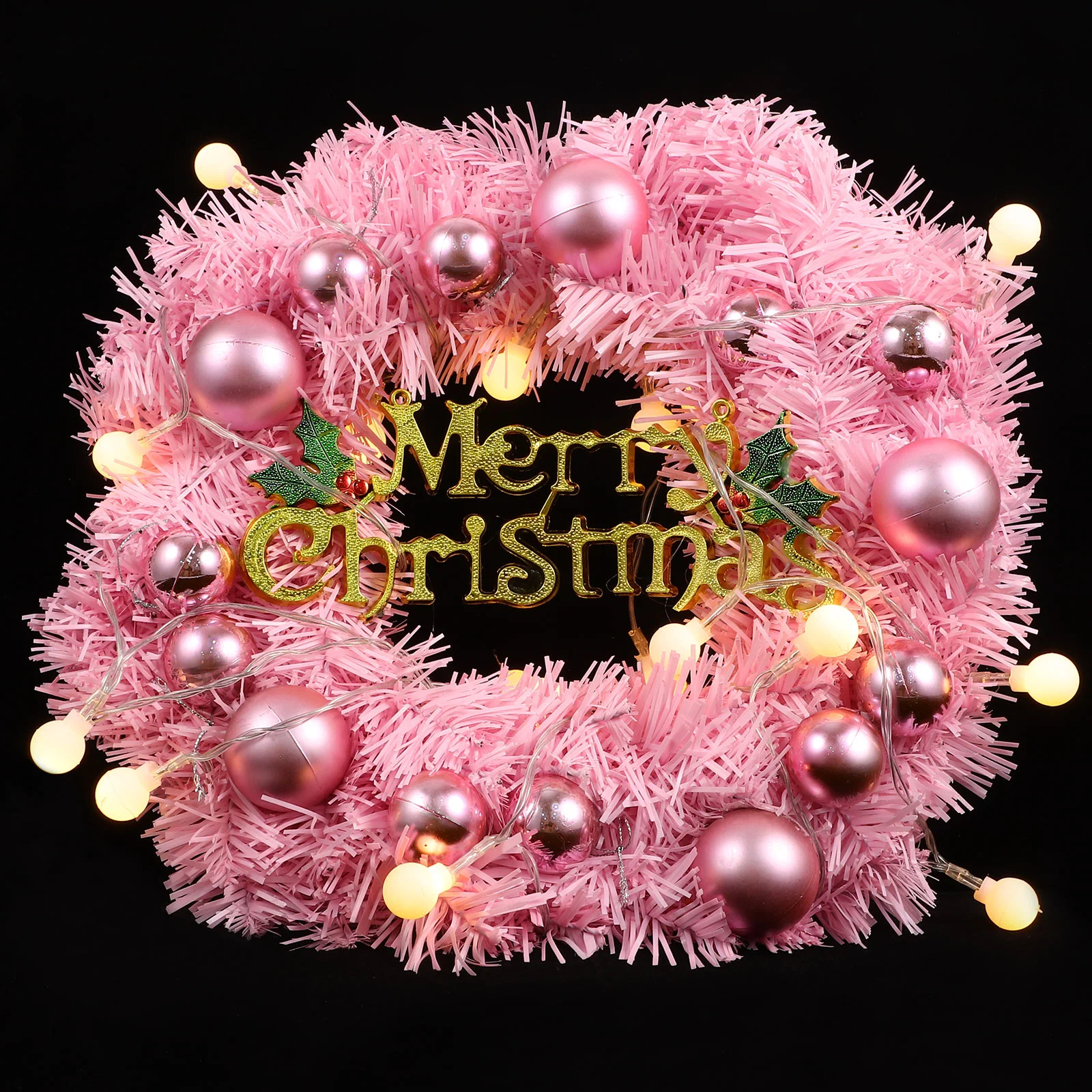 

1Set Christmas Wreath Christmas Ornament Outdoor Hanging Wreath with String Light