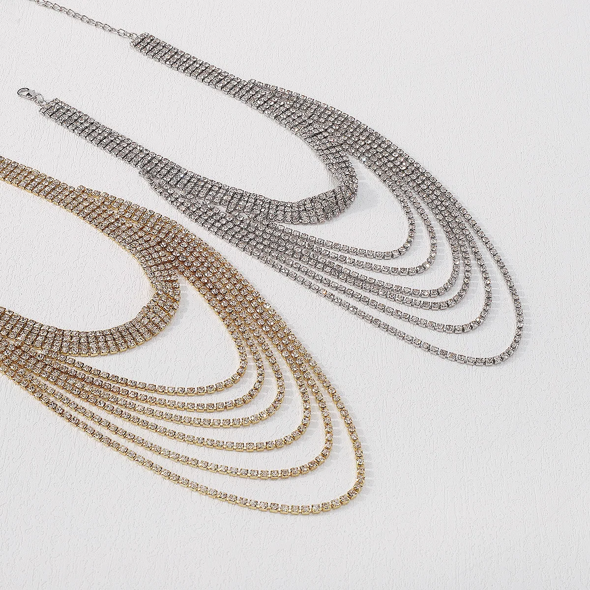 

Lamyesi Shining Multilayer Rhinestone Luxury Neckchain Fringe Necklace For Women Trend Party On The Neck Jewelry Charm Design