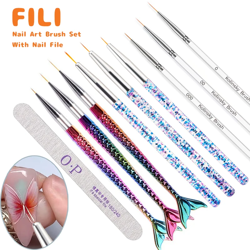 

Nail Art Stripes Lines Liner DIY Painting Brush Set Ultra-thin French Stripes Lines Flower Painting Drawing Liner Brush Pen