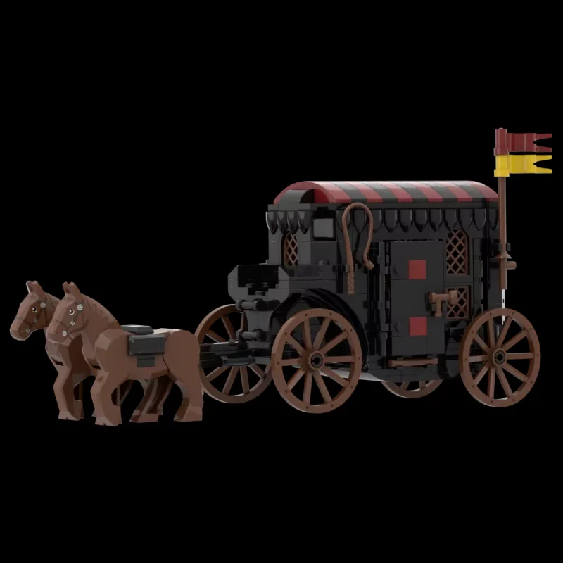 MOC-127645 Креативные строительные блоки средневековая модель карета рыцаря льва