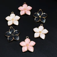 6pcs kc gold color handmade enamel petal pendant diy charm necklace earrings jewelry crafts gifts making for woman p1000