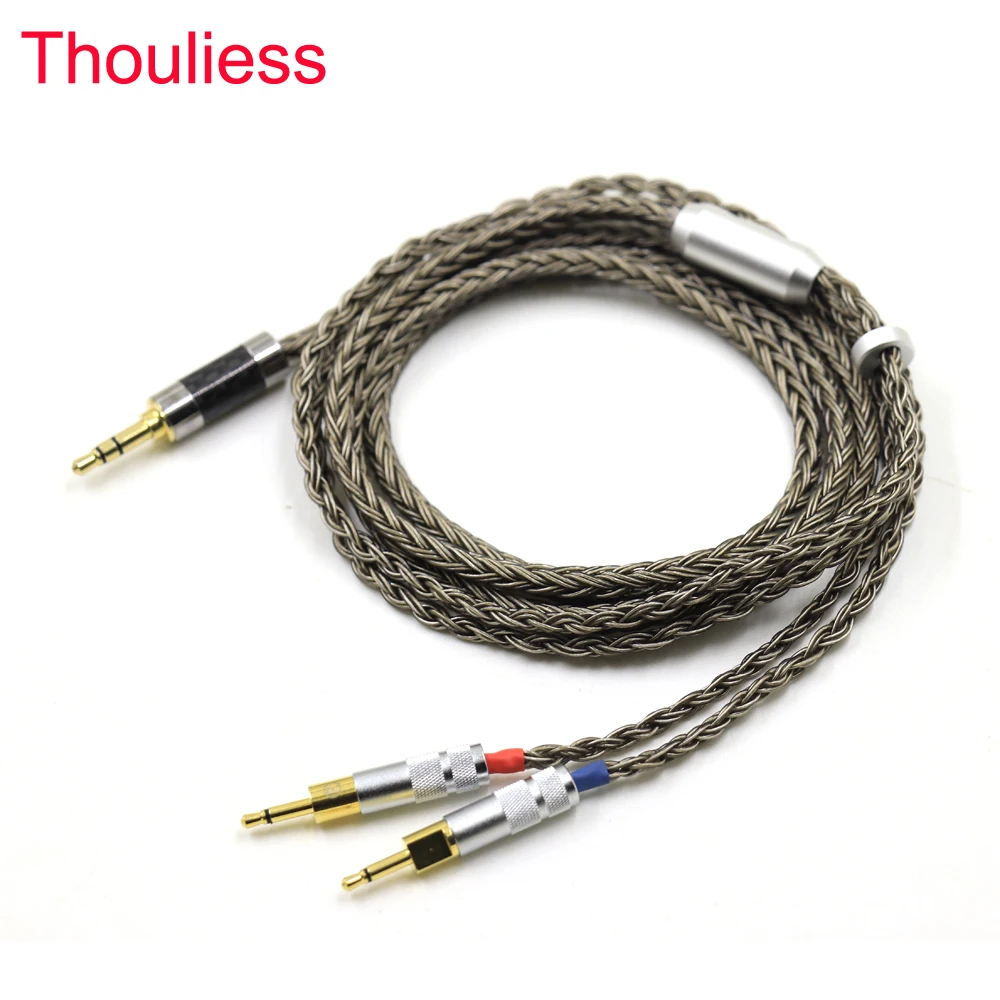Thouliess High Quality 3.5mm 2.5mm 4.4mm XLR 16 Cores OCC Silver Plated Headphone Cable For Sennheiser HD700