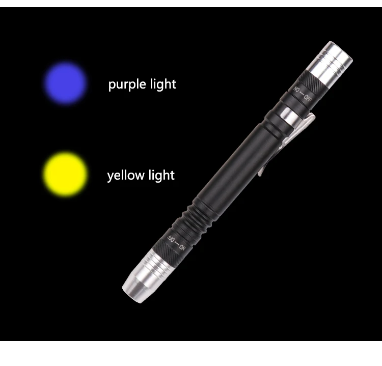 Mini Pen UV Portable Flashlight 2 in 1 Multifunctio 395nm Ultra Violet Lanterna White/Yellow Purple Light Detector Torch 2*AAA | Лампы и
