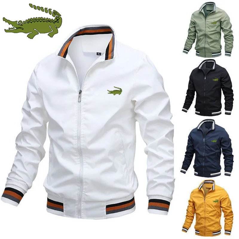 

Men'S Baseball Bomber Jacket, Fashionable Tight Fitting Jacket, Solid Color Street Clothing, Men'S Clothing, Zippered Casual Jac