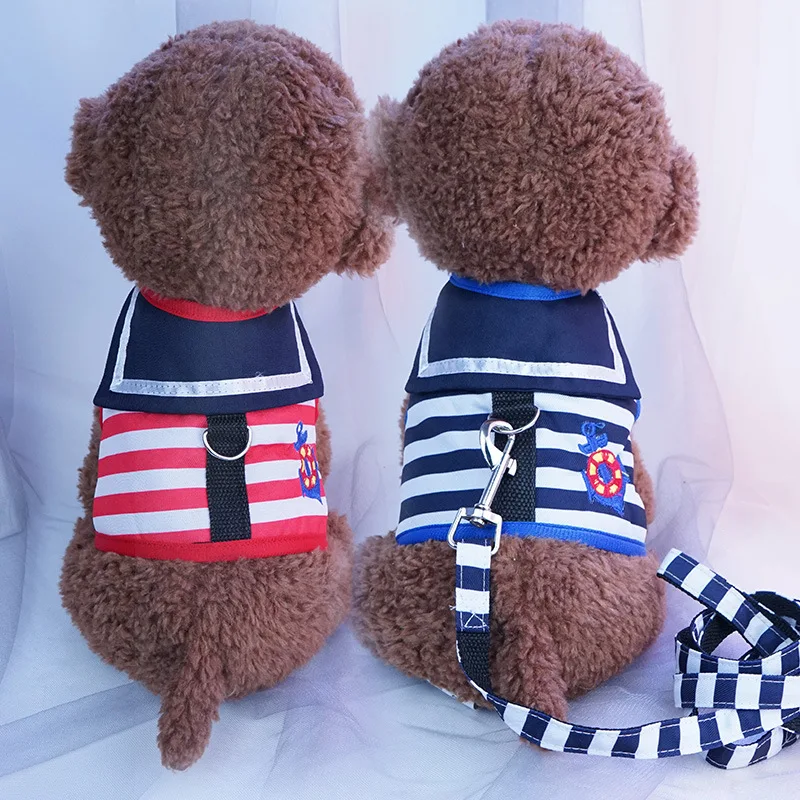 

Pet Dog Vest Style Chest Strap Soft And Breathable Creative Navy Style Suitable For Small Dogs Chihuahua Cats Traction Belt