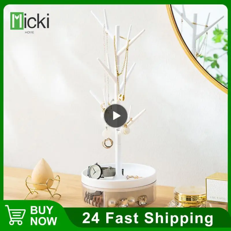 

Earrings Storage Box Ear Studs Jewelry Necklace Desktop Jewelry Organizer Plastic Storage Rack