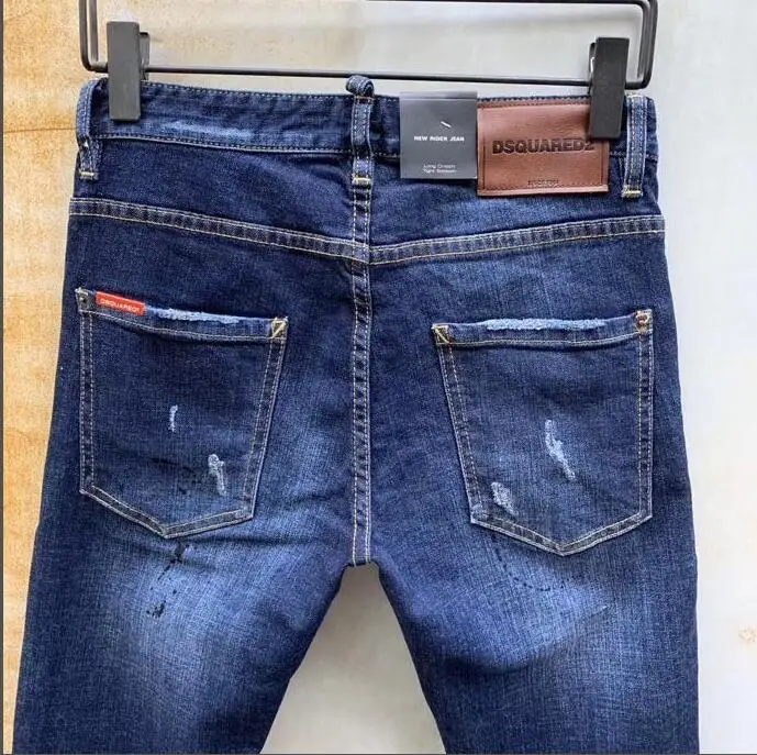 Jeans Pants Design Cool Top Jeans Men Slim Jeans Denim Trousers Blue Hole Pants Jeans For Men 966-1