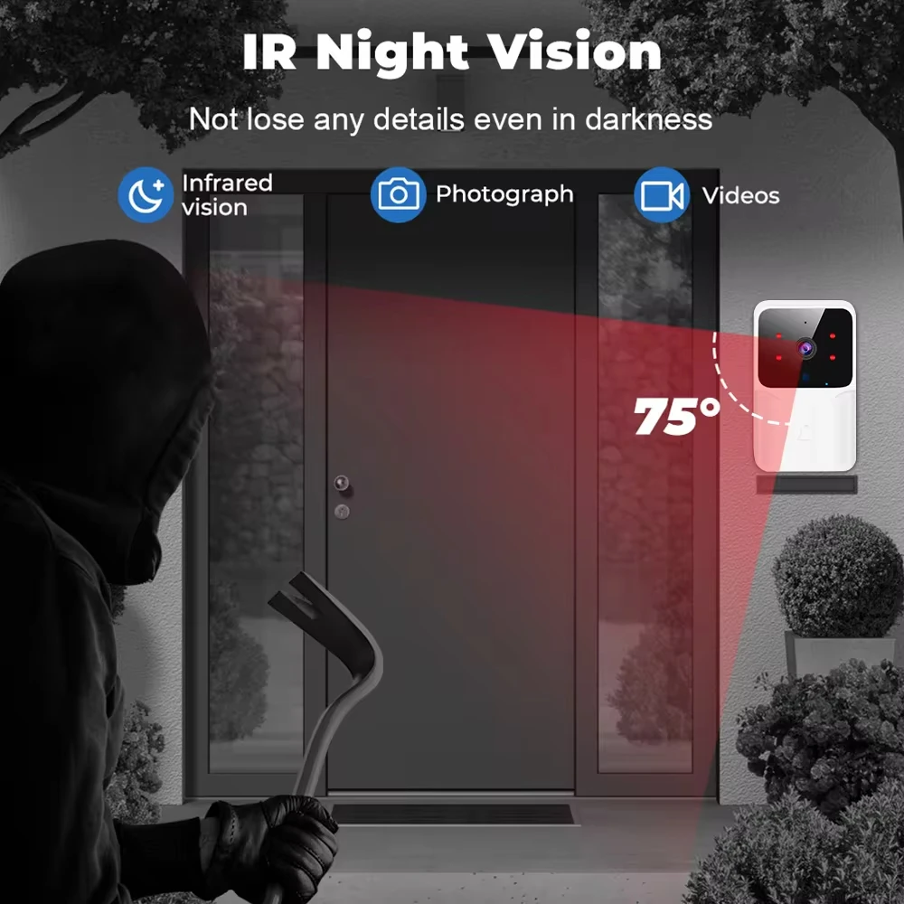 Фото Беспроводной дверной звонок с поддержкой Wi-Fi и Alexa Google №4