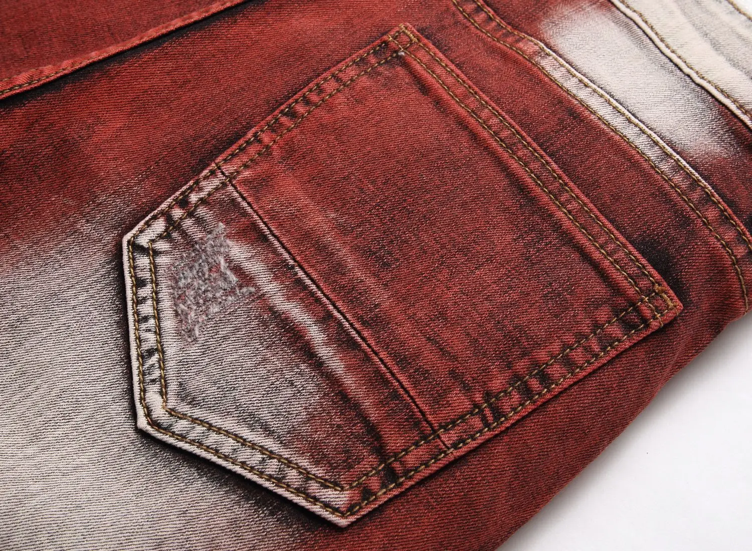 European American Style Men Jeans Motorcycle Cowboy Pants Elastic Zipper Fashion Decorative Dyeing personalized Y2k Streetwear