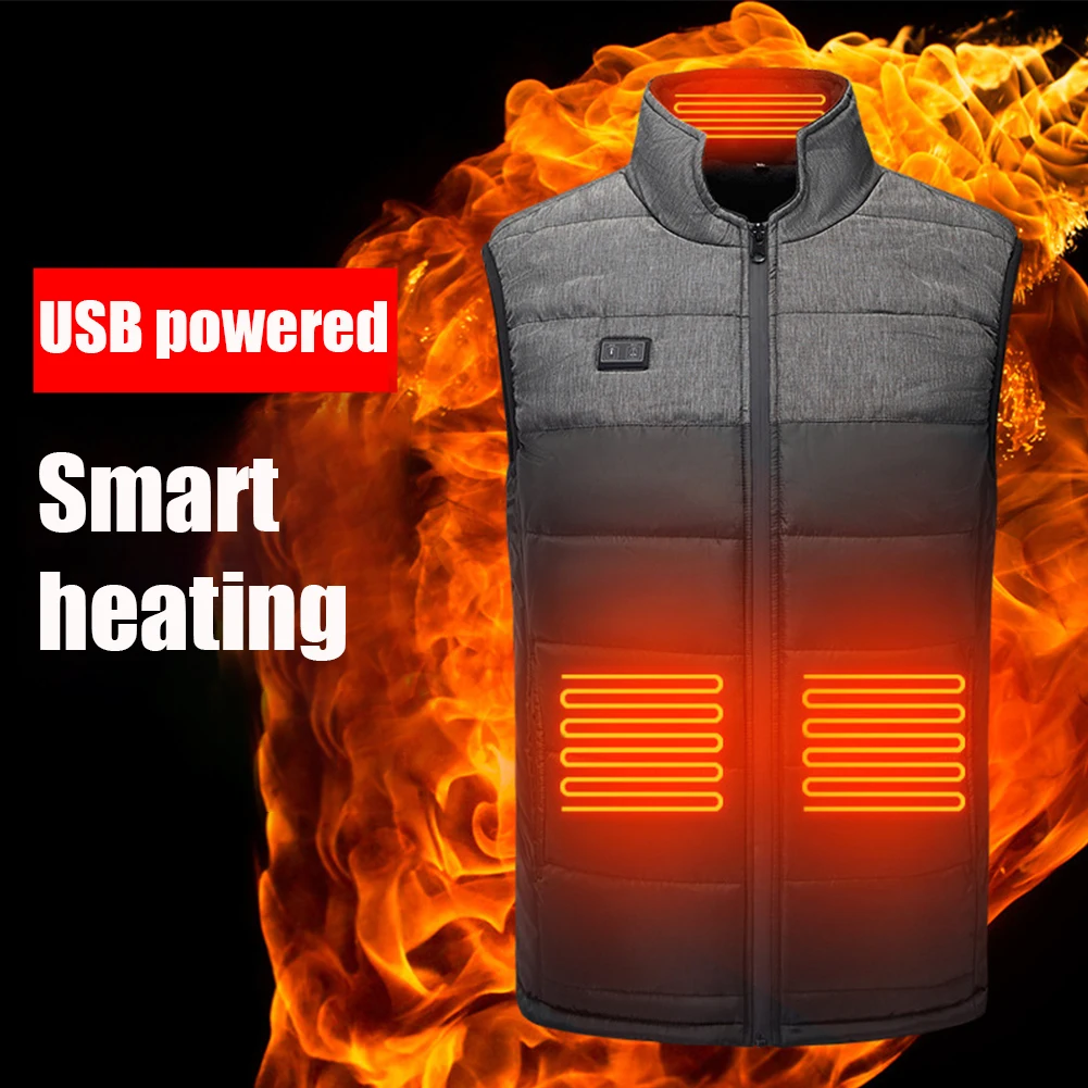 

Men Heated Vest Usb Infrared Sleeveless Warm Thermal Adjustable Modes Camping Skiing Riding Winter Outdoor Hiking Zipper