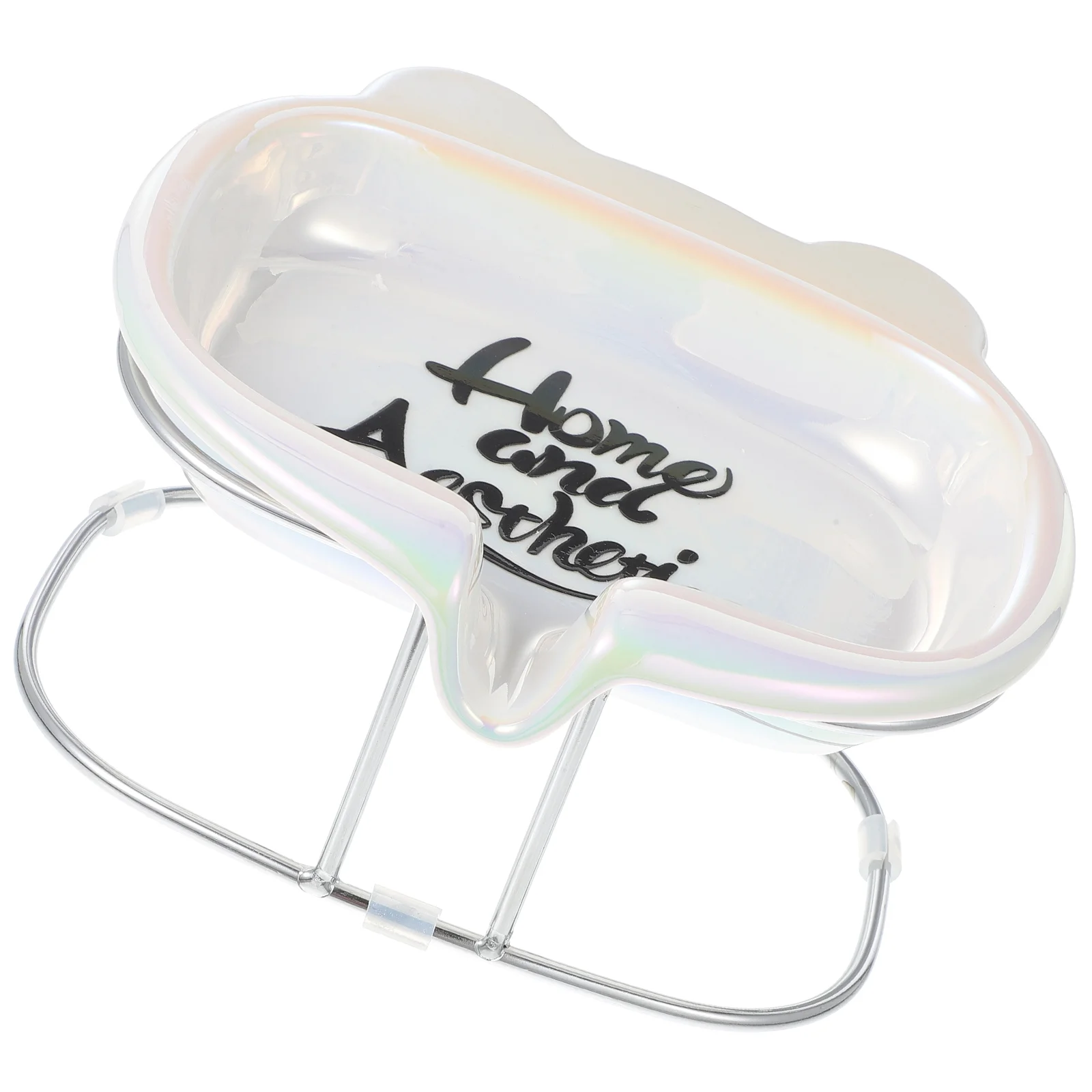 

1 Set Ceramic Soap Dish Soap Holder Self Draining Soap Tray with Metal Rack for Bathroom Kitchen Counter