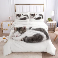 pet dog cat design 3d bedding sets white duvet quilt cover set comforter bed linen pillowcase king queen 140210cm size dogs