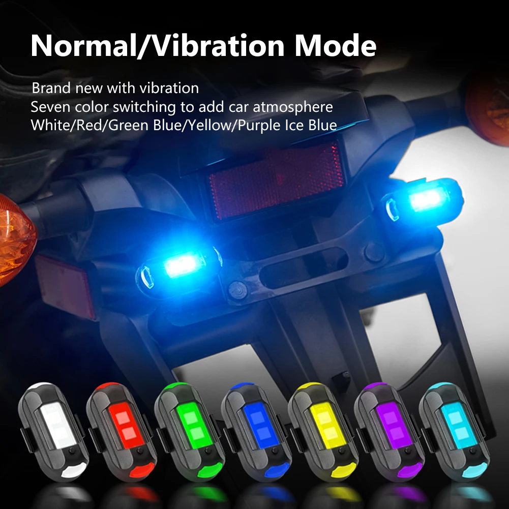 

7 Colors LED Anti-collision Warning Light For Bicycle Drone Motorcycle Turn Signal Indicator Magnetic Vibration Sensing Lights