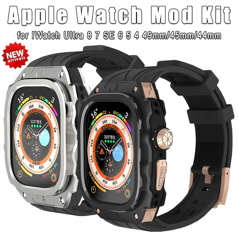 

Luxury Stainless Steel Case Modification Kit for Apple Watch Ultra 49mm Refit Mod for IWatch 8 7 6 5 SE 4 44mm 45mm Rubber Band