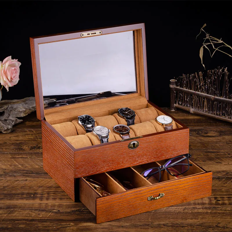European-style watch bracelet glasses jewelry jewelry integrated storage display ring cufflinks box with lock collectors