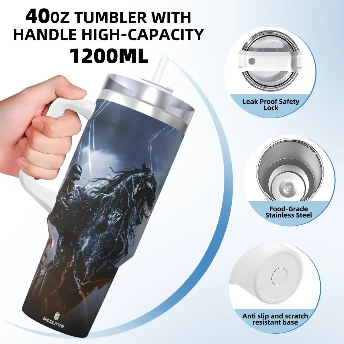 VENOM THE LAST DANCE Стакан из нержавеющей стали Кемпинговая кофейная кружка с соломинкой