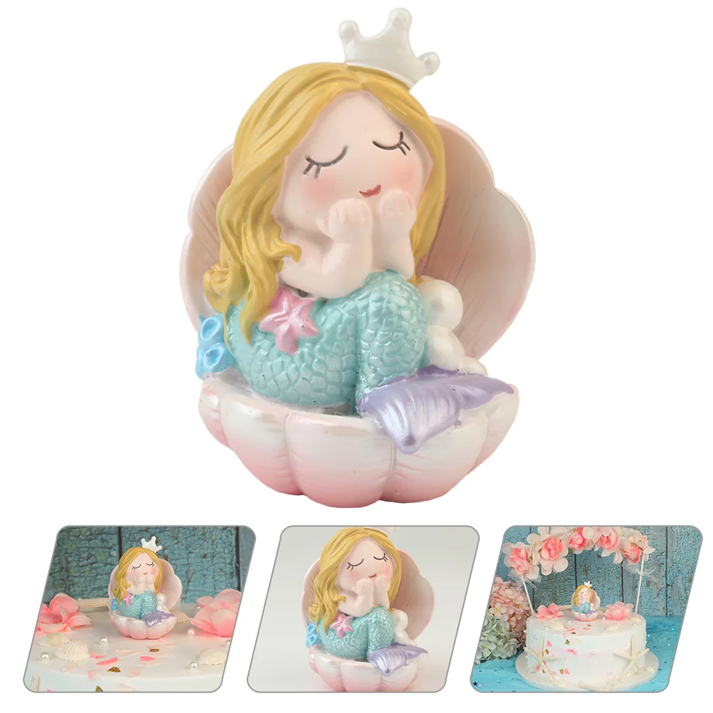 

Mermaid Cake Birthday Ornament Statue Topper Cartoon Party Decoration Figure Model Collection Playset Mini Min Models