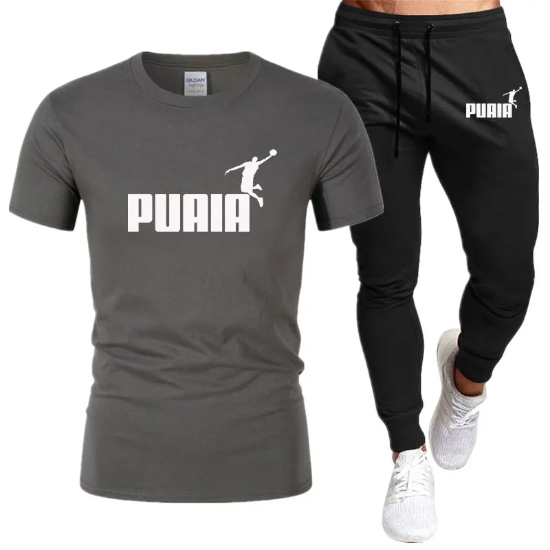 2023 Summer Men's Leisure Sports Suit Brand Fashion Cotton Short Sleeve Jogging Sportswear T-shirt And Pants Two-piece Set