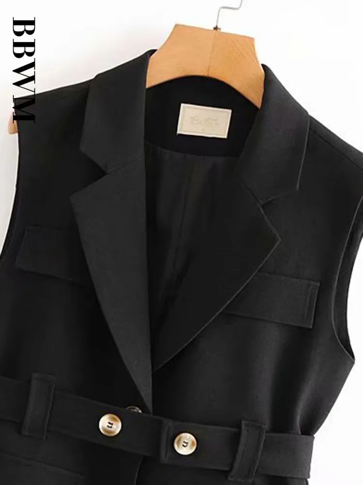 Женская однобортная куртка без рукавов повседневная шикарная в Корейском стиле