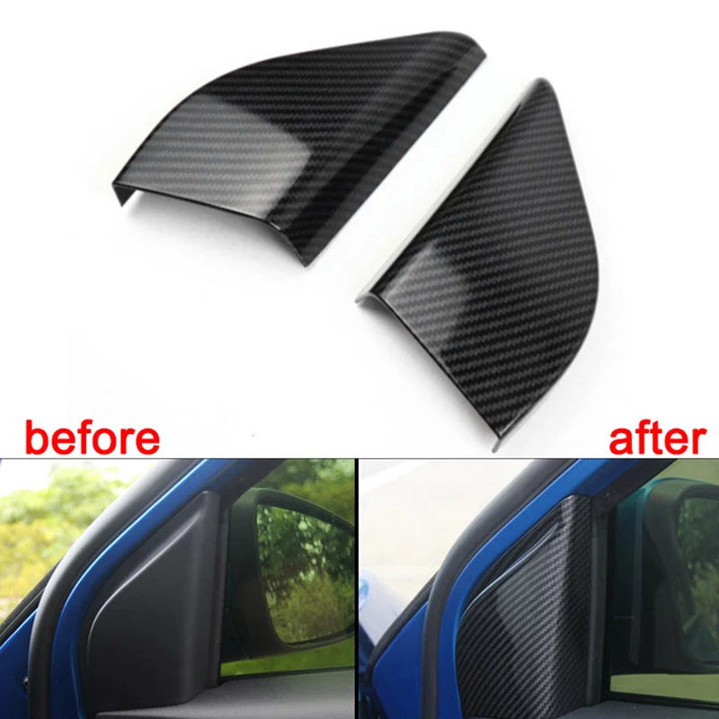 

2 Pcs Car Front Door Interior Triangle Cover Trim Window A Pillar Decal Carbon Fiber Pattern Stickers For Ford Focus 2019 2020