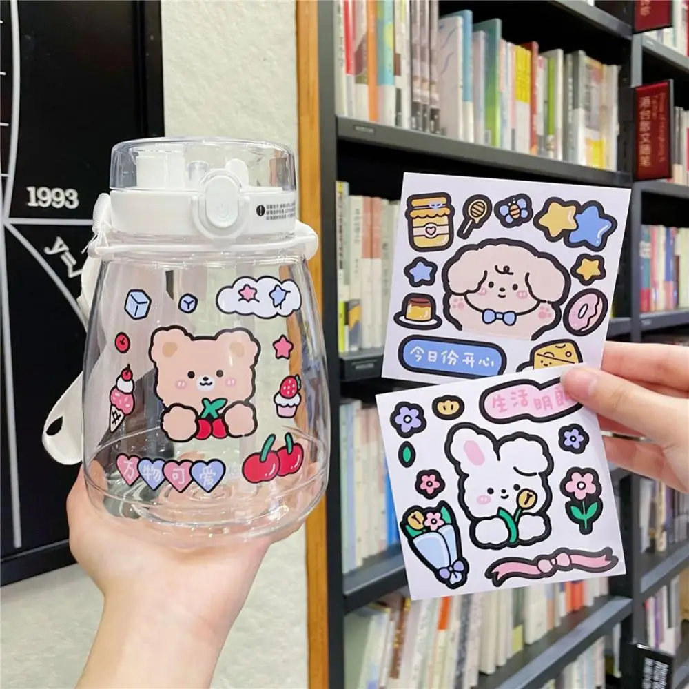 

Water Cup Sticker Cartoon Cute Ins Bear Rabbit Heat Preservation Cup Stickers PVC Waterproof Sticker Hand Account Hand Account