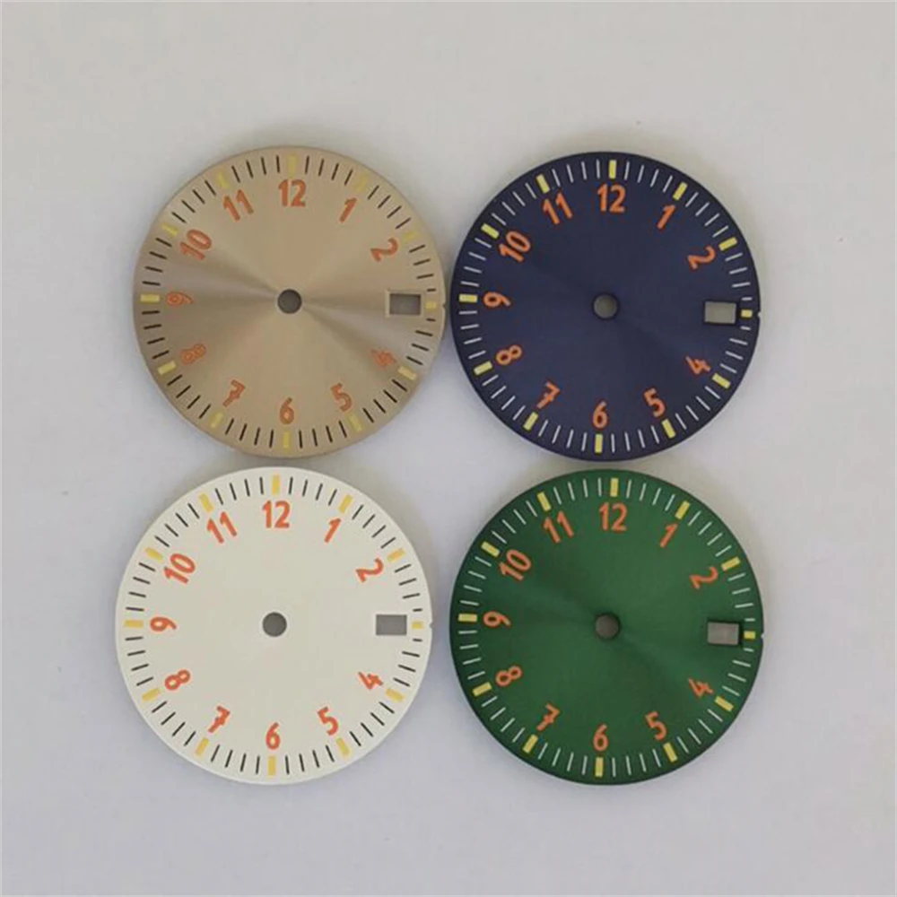 Watch Accessories 28.5MM Watch Dial Green Luminous Sun Pattern Dial Single Calendar Watch Faces for NH35/NH36/4R/7S Movement