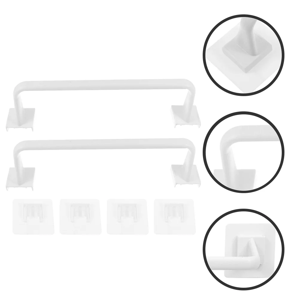 

Towel Bar Hand Rack Holder Wall Mount Bathroom Hanger Rod Hooks Modern Household Hanging Ring Square Adhensive Storage Shelf