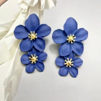 small fresh flower earrings color double layer long earrings innovative fashion new earrings