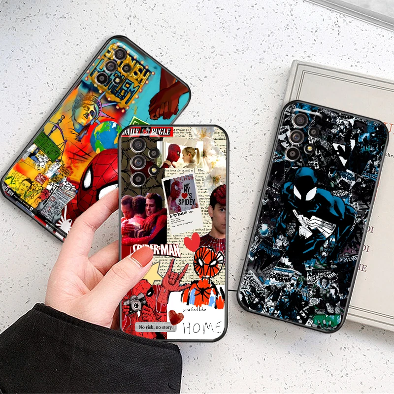 

Avengers Spiderman For Samsung Galaxy A52 4G A52 5G Phone Case Carcasa Back Liquid Silicon Full Protection Coque Black Cover