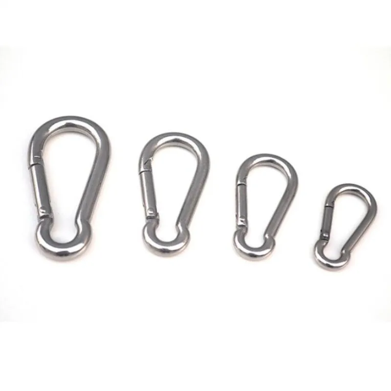 

M4-M7 Spring Carabiner Snap Hook 304 Stainless Steel Keychain Quick Link Lock Buckles Climbing Clips Mountain Hiking Accessories