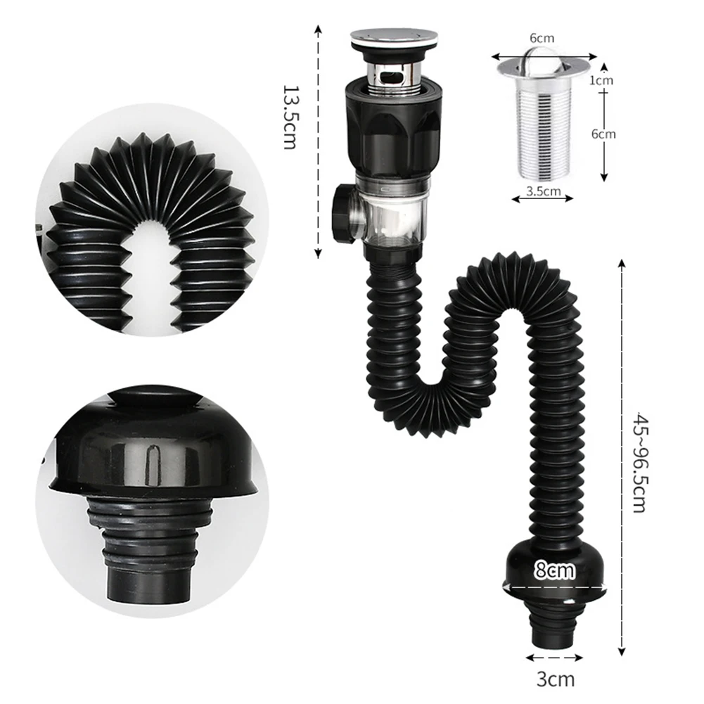 

Universal Sink Drain Pipe Set Retractable Deodorant Sewer Drainage Water Hose Wash Basin Drainer Bathroom Kitchen Accessories