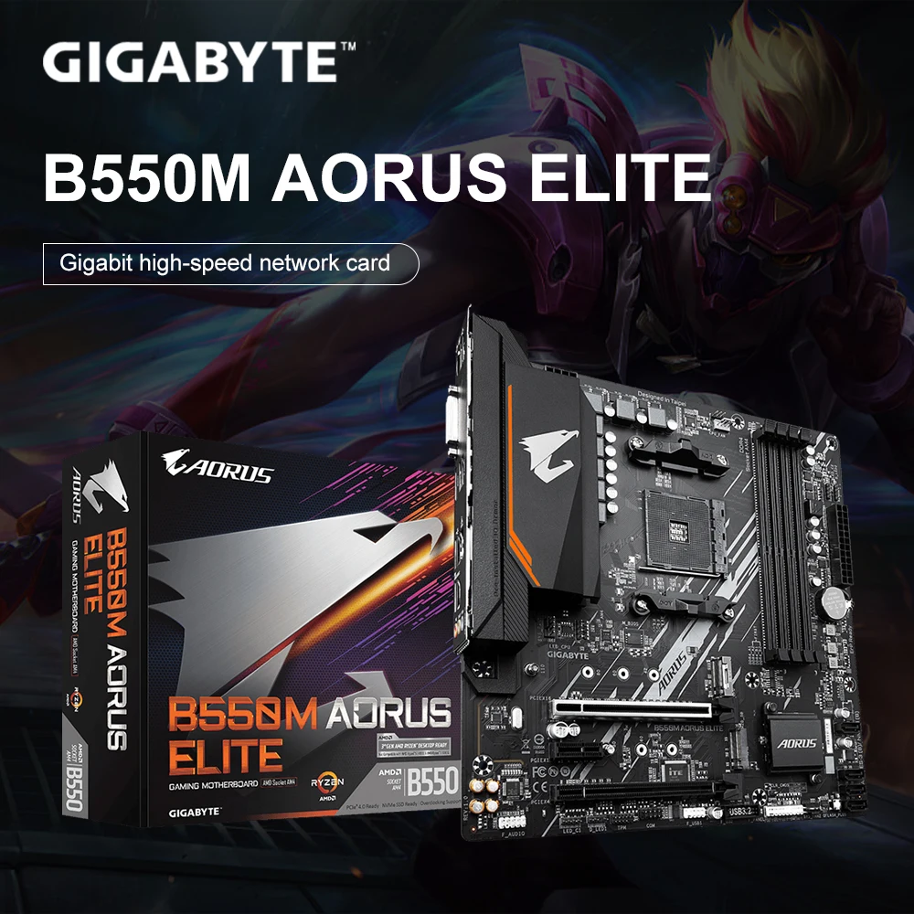 GIGABYTE New B550M AORUS ELITE системная плата AMD Ryzen B550 Socket AM4 DDR4 Max 128 ГБ M.2 игровая пластина для процессора Ryren 5000