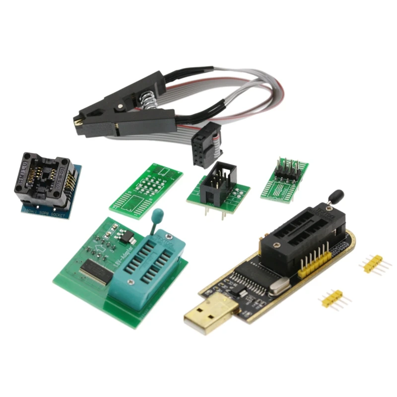 

USB-программатор для флэш-BIOS New-CH341A 24 25 серий EEPROM + тестовый зажим SOIC8 SOP8 + комплект адаптеров 1,8 в