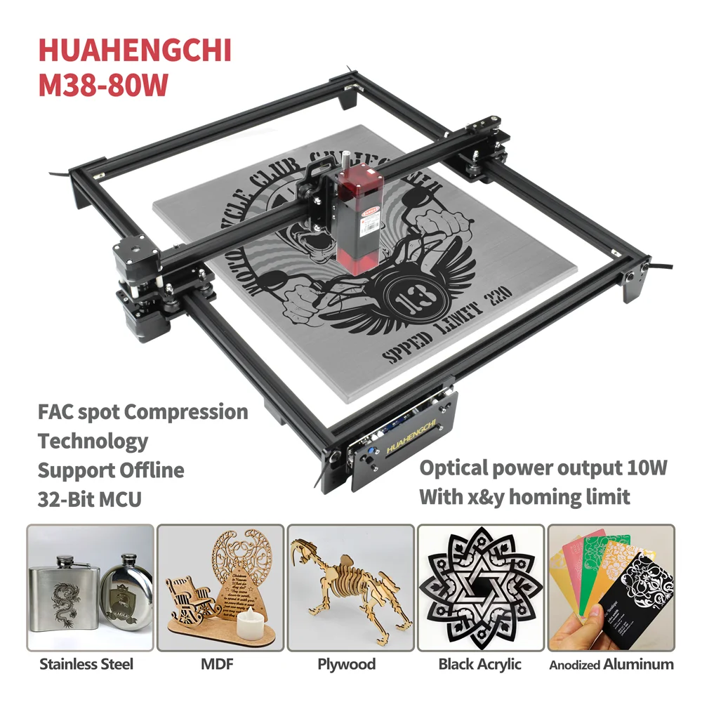 Лазерная гравировка резка маркировочная машина с 32-битной материнской платой DIY Лазерный принтер ЧПУ маршрутизатор лазерный гравер с головкой модуля 80 Вт