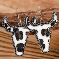 southwestern jewelry hair on faux cowhide earrings for cowgirl cowboy women cow leopard spots print earrings steer head r097