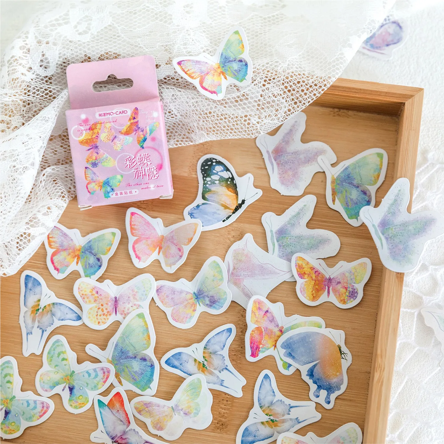 

46 Pcs Kawaii Paper Sticker Set Colorful Butterfly Decorative Stickers For Scrapbooking Album Planner Arts Crafts