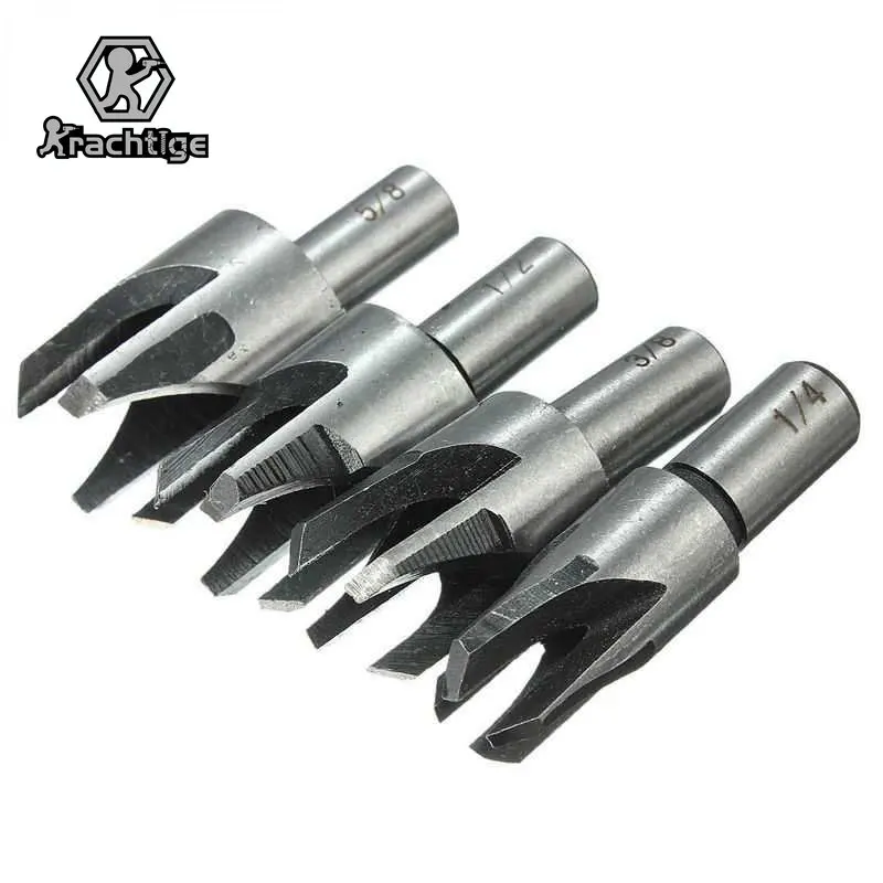 4pcs Wood Plug Cutter Cutting Tool 5/8 1/2 3/8 1/4 Woodwork Plug Cutting Drill Bit Set Claw Cork Drill