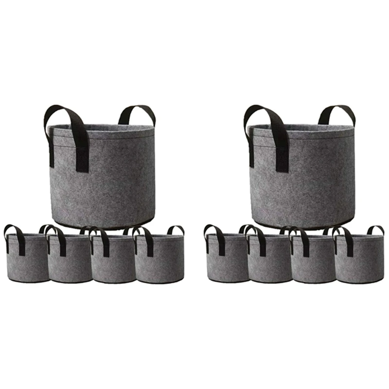 

10-Pack 7 Gallon Grow Bags Heavy Duty Thickened Fabric Planting Pots With Strap Handles For Potato/Plant Growing (Grey)