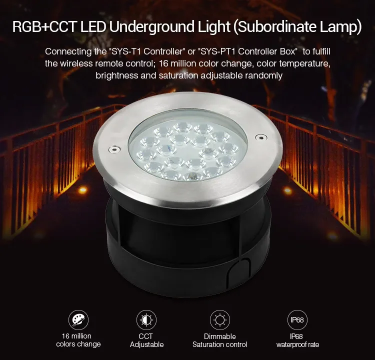 

Miboxer 5W 9W RGB+CCT LED Underground Light SYS-RD1 SYS-RD2 Outdoor Waterproof Subordinate Light APP/WIFI/ Voice Control