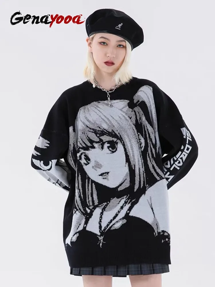 

Morebylady Kawaii зимняя женская готическая одежда готический свитер Y2k Мультяшные Топы японский Свитшот 2000s уличная одежда Харадзюку