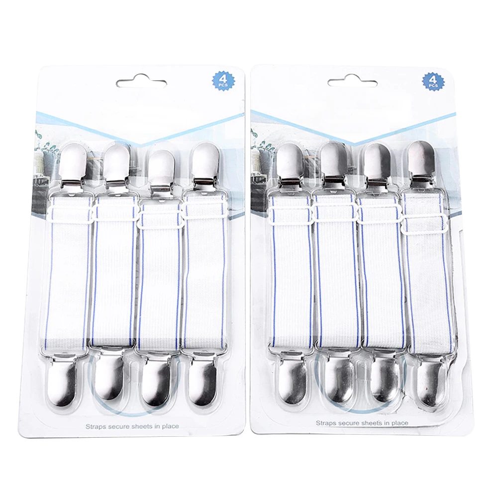 

8pcs Fixing Corner Holder Bed Sheet Fastener Elastic Strap Long Home Easy Apply Universal Heavy Duty Mattress Gripper With Cilp
